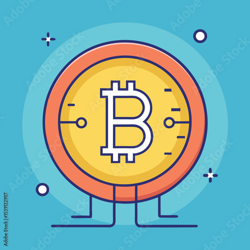 Cryptocurrency Bitcoin coin symbol presented in a clean and playful vector style