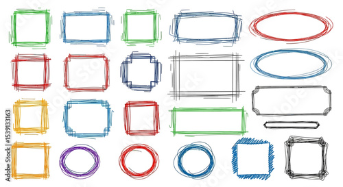 Hand-Drawn Frames and Borders A Collection of Colorful Sketch Frames for Design Projects