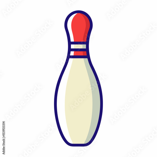 Isolated bowling pin on a purple background ready to be knocked down