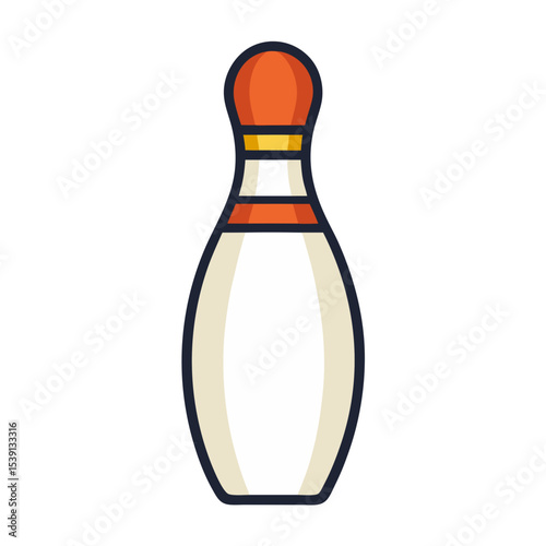 Stylized bowling pin illustration with simple graphics and white background