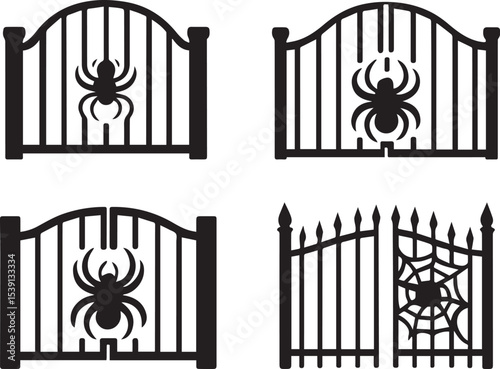 Spider Gate Vector Graphics | Creepy Entrance, Webbed Iron Horror Elements