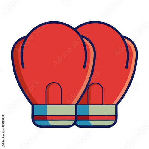 Stylized red boxing gloves on yellow background sports equipment illustration
