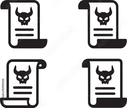 Demonic Scroll Vector Graphics | Cursed Ancient Paper, Evil Spell Script Elements