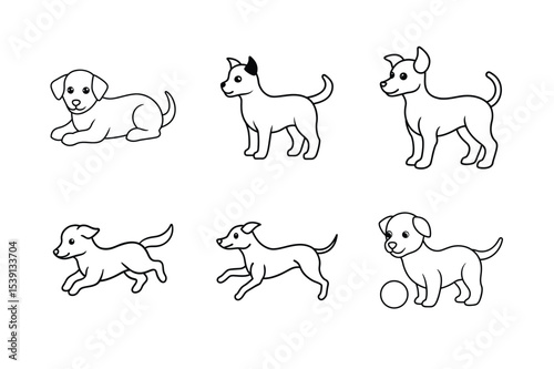 Dog different style line art design bundle