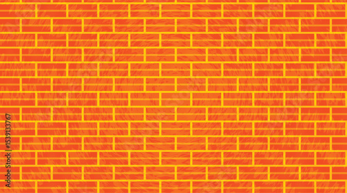 Colorful brick wall background, Close-up of a detailed brick wall with orange and yellow hues texture.