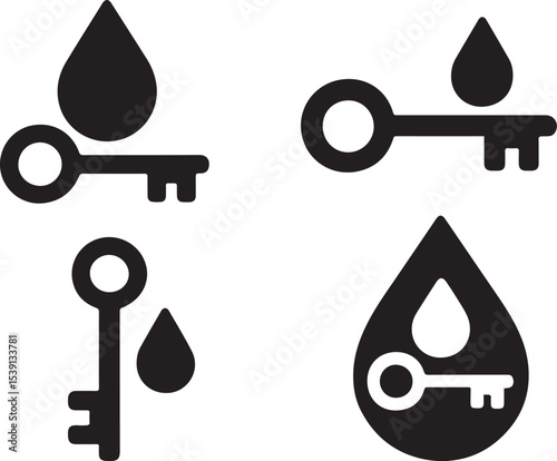 Blood Key Vector Illustration | Cursed Lock Symbol, Horror Mystery Graphic Elements