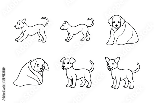 Dog different style line art design bundle