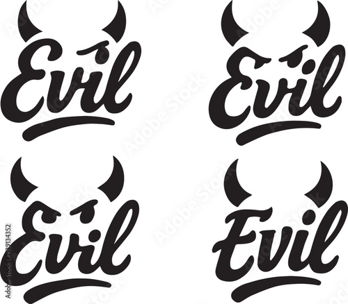 Evil Script Vector | Cursed Symbols, Dark Magical Text Elements