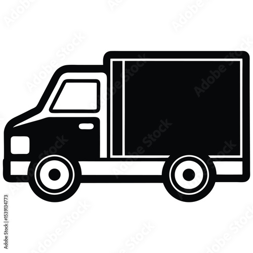 delivery-truck-in-line-style icon black silhouette vector illustration on transparent background