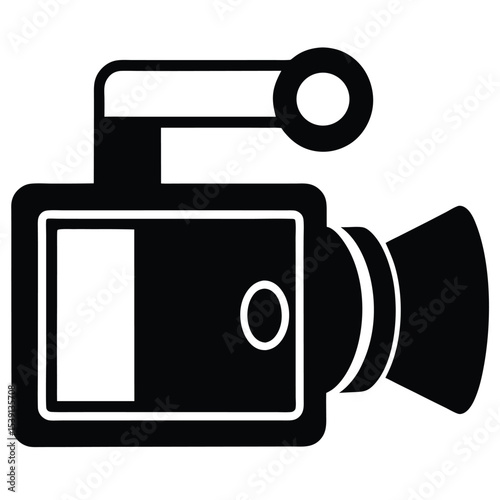 live-streaming-camera icon black silhouette vector illustration on transparent background