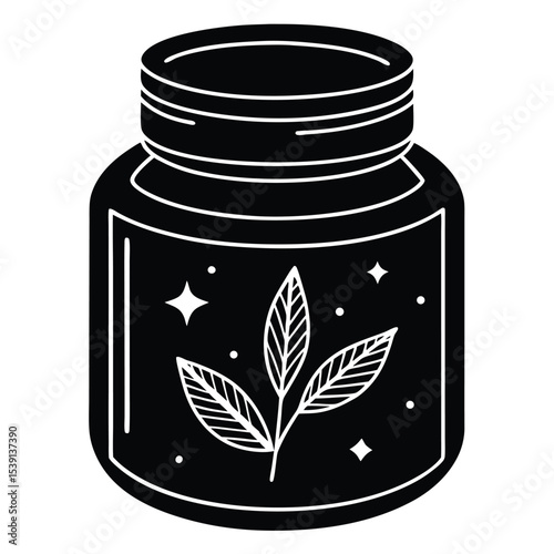 self-care-skincare-jar icon black silhouette vector illustration on transparent background