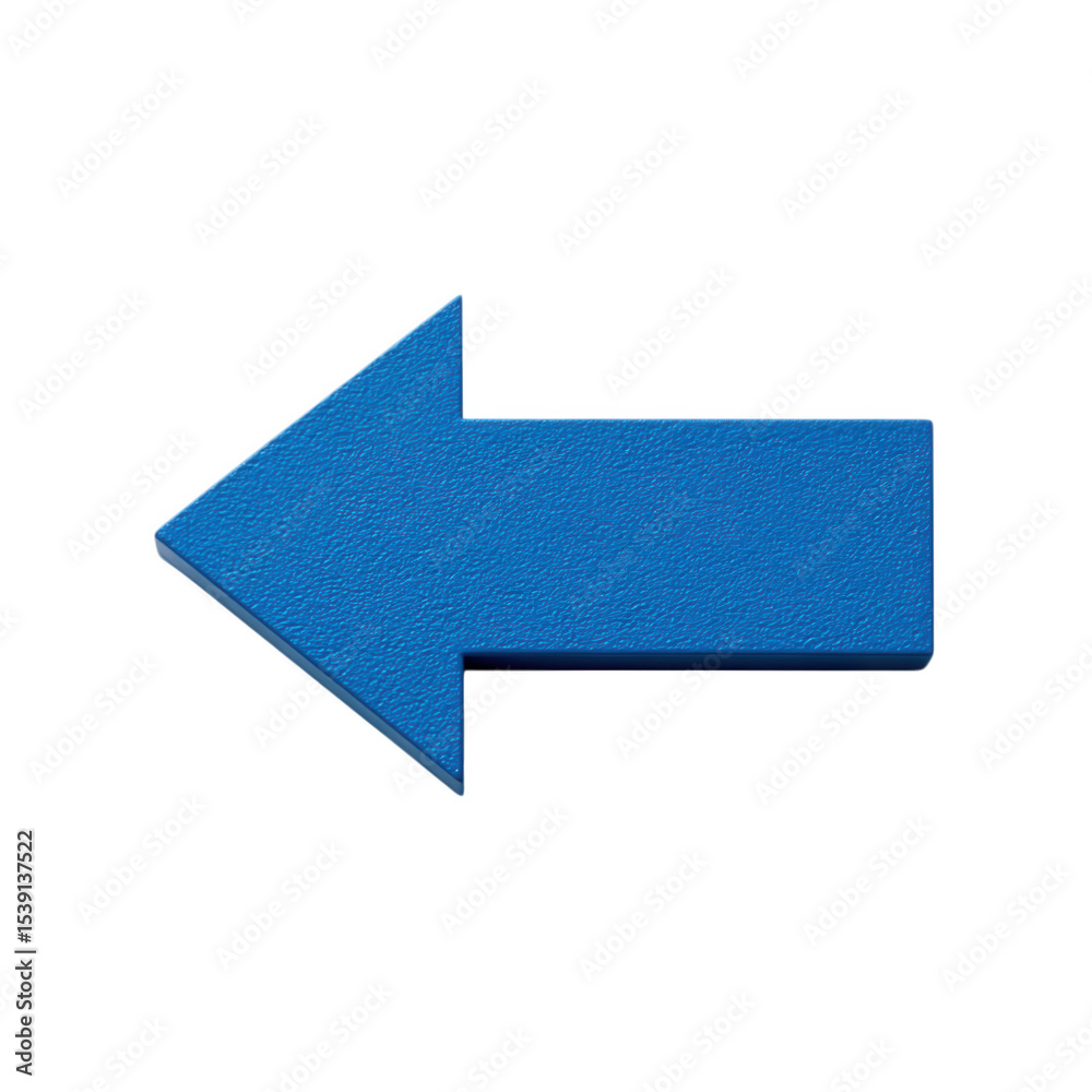 Fototapeta premium Directional blue arrow pointing left isolated on transparent background