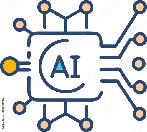 Ai technology circuit board icon illustration
