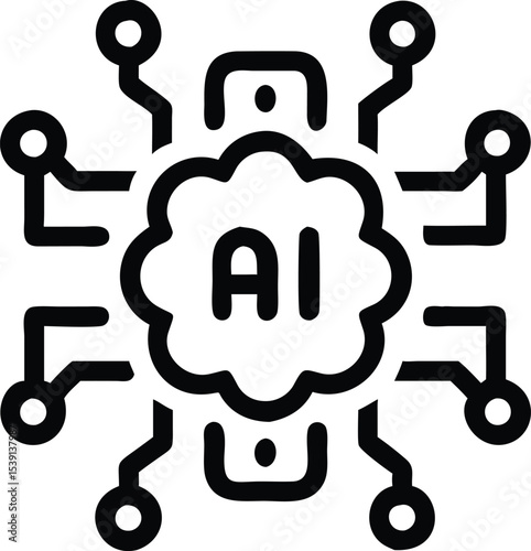 Ai technology icon neural network brain circuit