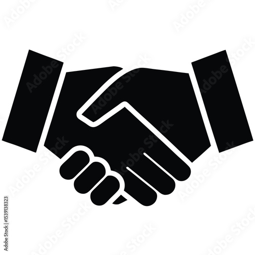 business-handshake-3d icon black silhouette vector illustration on transparent background