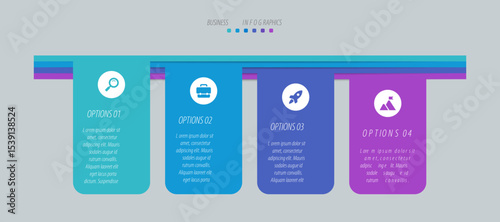 Horizontal progress bar featuring 4 arrow-shaped elements, symbolizing the four stages of business strategy and progression. Clean timeline infographic design template. Vector for presentation