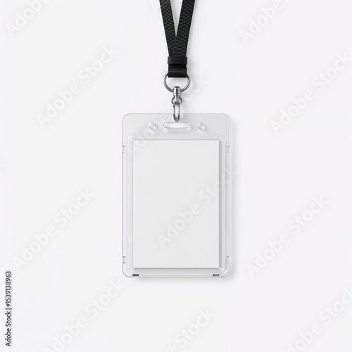 Blank transparent ID card holder with lanyard