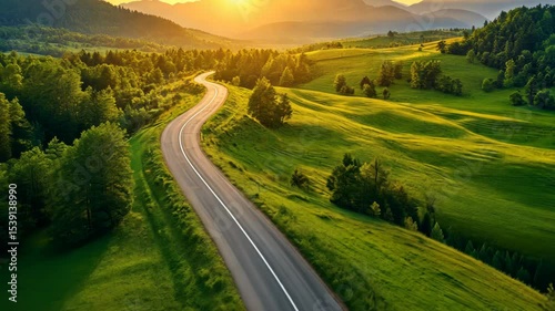 Winding Road in Green Valley