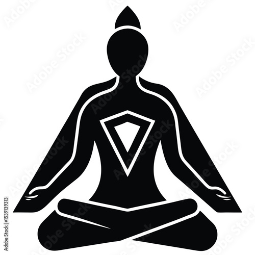 glassmorphic-meditation icon black silhouette vector illustration on transparent background