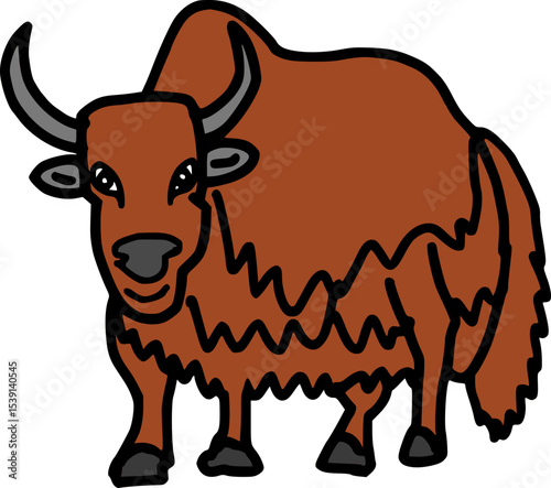 vector illustration of a cartoon Yak