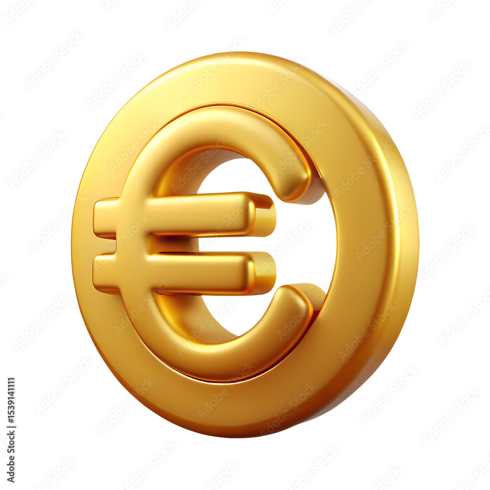 Obraz premium Golden Euro Sign 3D Render Icon Isolated on White Background