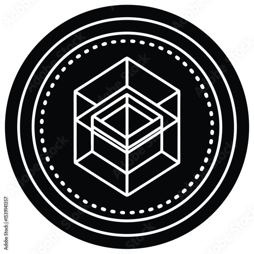 nft-token-in-line-art-style icon black silhouette vector illustration on transparent background