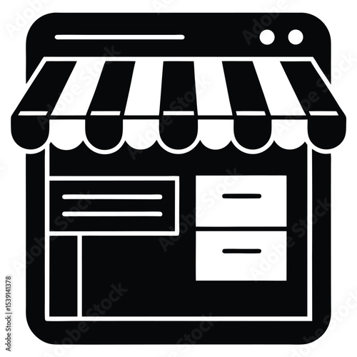 online-store-interface icon black silhouette vector illustration on transparent background