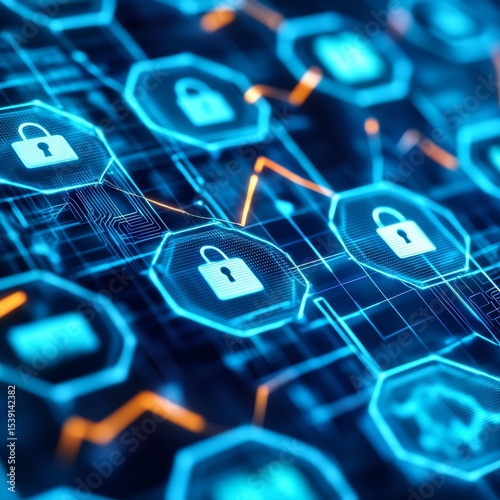 Cybersecurity Locks Digital Network Protection, Cyber Security , Encryption