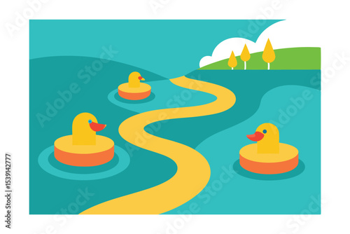 river with ducks riding little inner