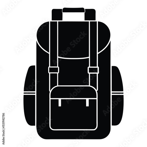 travel-backpack icon black silhouette vector illustration on transparent background