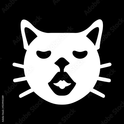 Kissing Cat Face with Closed Eyes