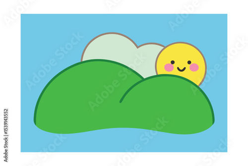 flat color rolling hills with flat clouds