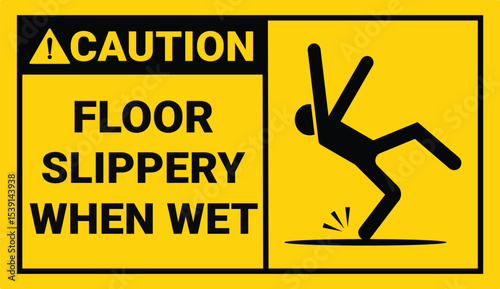 Slippery Floor Sign , logo, badge, icon, sticker, label, emblem, stamp, symbol, black, line, flat vector, isolated illustration	
