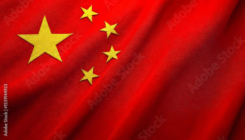 Photography detailed waving flag of china,highly detailed