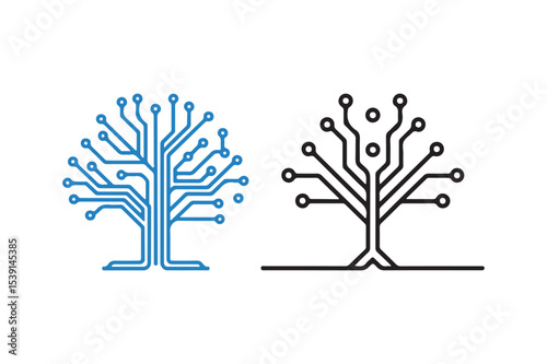 Circuit Tree Technology Icon Set
