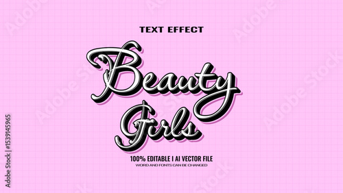 3D text effect BEAUTY GIRL, editable text
