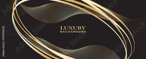 Luxury black color background vector. Elegant wallpaper in 3d style with gold texture, golden light effect. Light modern backdrop illustration perfect for branding, packaging, business, eps 10