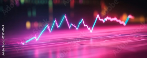 Neon Stock Chart Fluctuating Market Line, finance , business