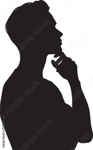 Thoughtful Man Silhouette Profile, Pondering a Decision