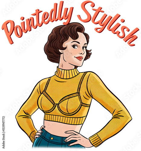 Pointedly Stylish Bullet Bra Sweater Girl Retro 50s Print Sticker