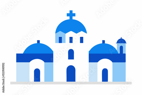Greek island church architecture illustration