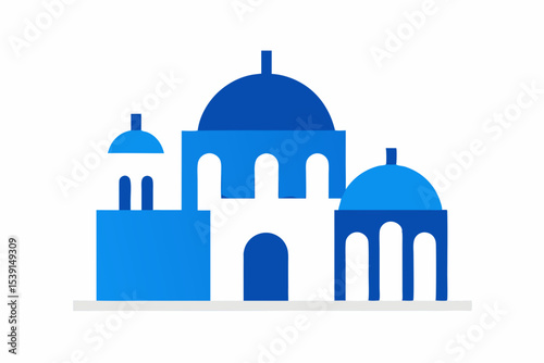 Simplified blue and white greek island architecture