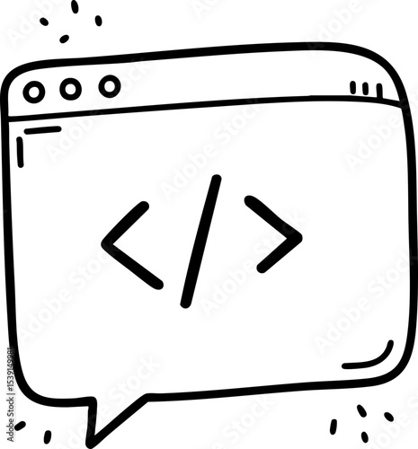DevOps Development Concept. Chat bubble with code symbols representing programming or tech communication.