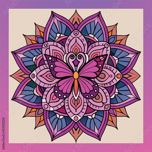 Set of vintage wedding invitation card with floral mandala design, Mandala wedding invitation
