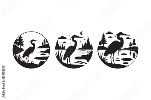 Heron Lake Nature Silhouette Designs