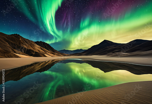 Northern Lights over a Lake