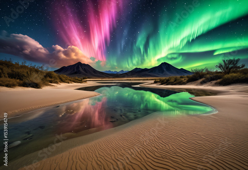 Northern Lights Over a Frozen Lake