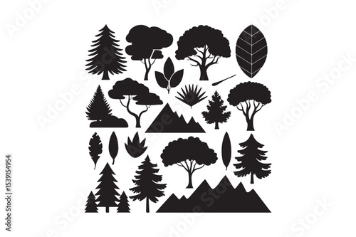 Forest Mountain Nature Tree Silhouettes