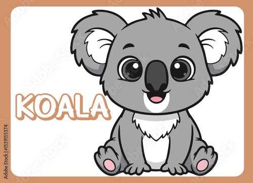 Cute little koala  happy smile cartoon illustration.