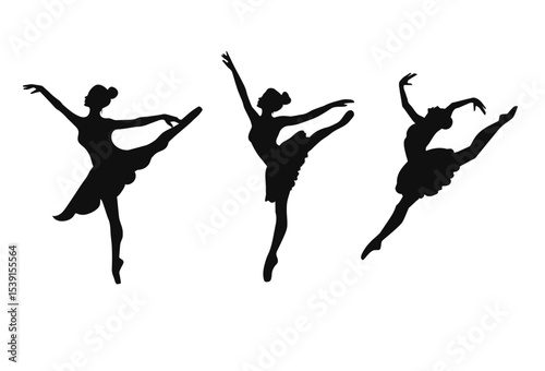 Ballerinas Silhouette On A White Background Vector